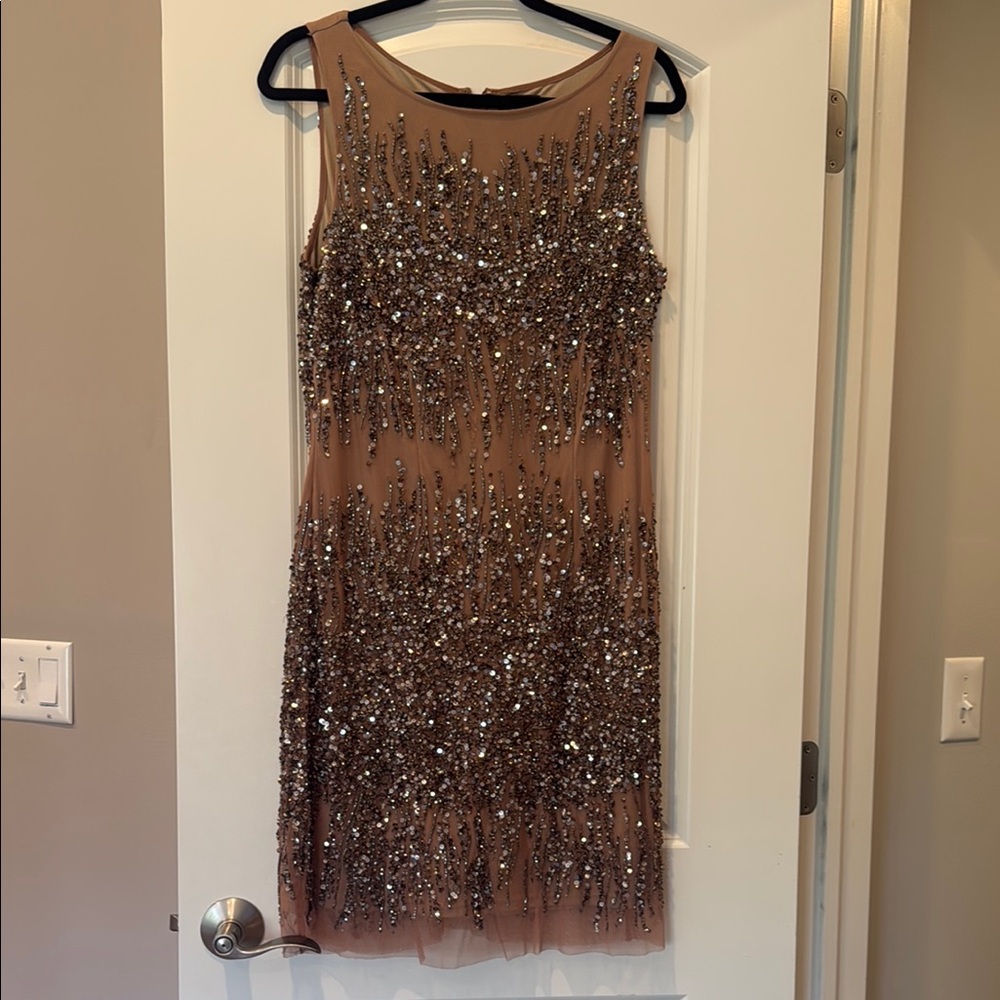 Adrianna Papell Brown Sequin Embellished Mini Dress